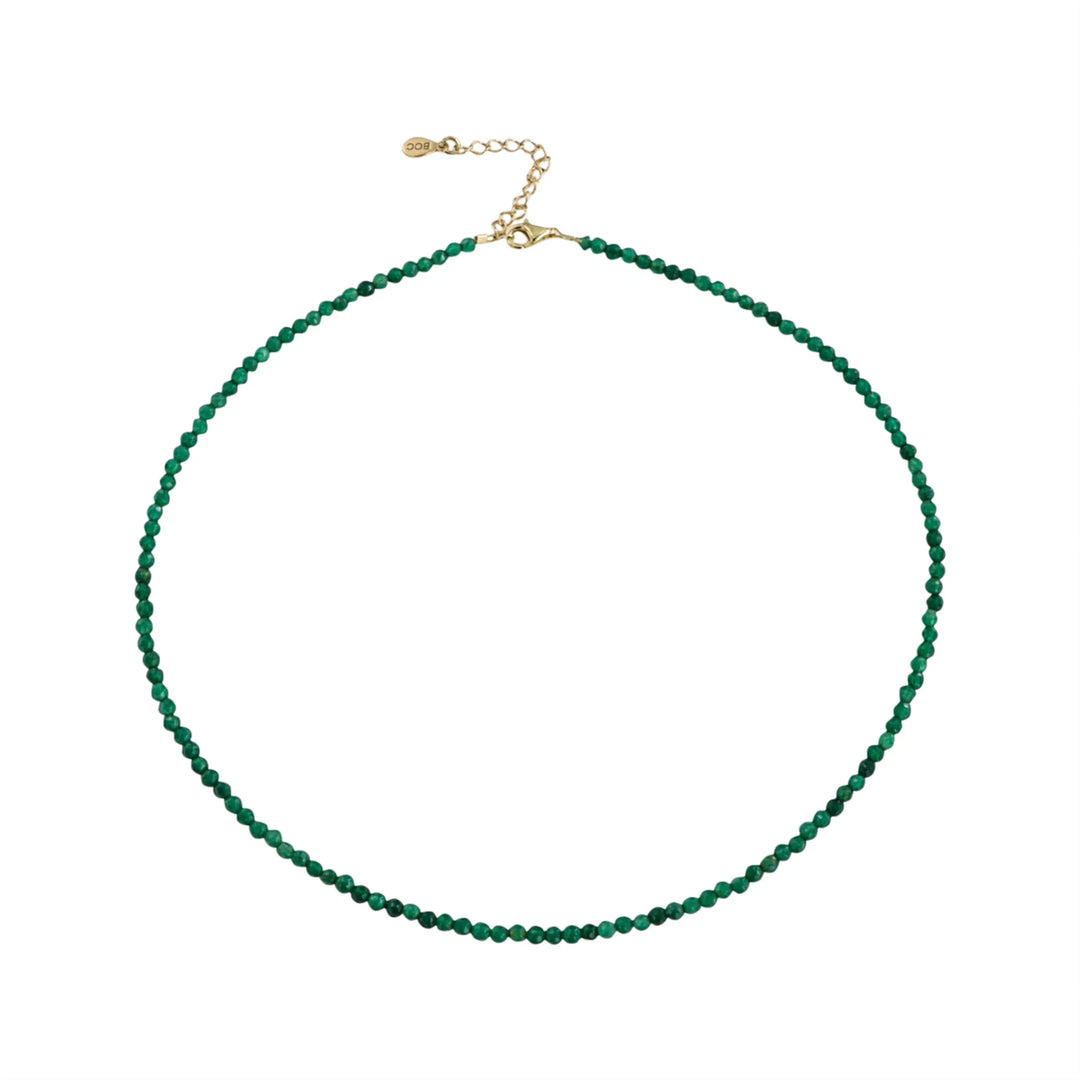 Halskæde, grøn kvarts, sterlingsølv/forgyldt sølv, 40-45 cm BOC