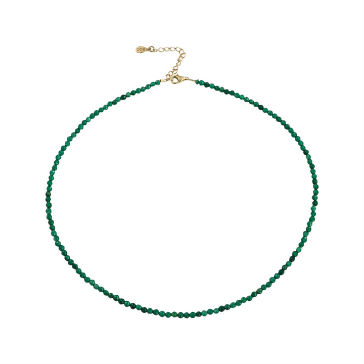 Halskæde, grøn kvarts, sterlingsølv/forgyldt sølv, 40-45 cm BOC