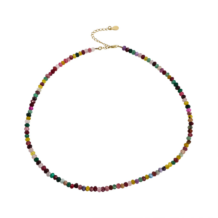 Halskæde, mix agat, sterlingsølv/forgyldt sølv, 40-45 cm BOC