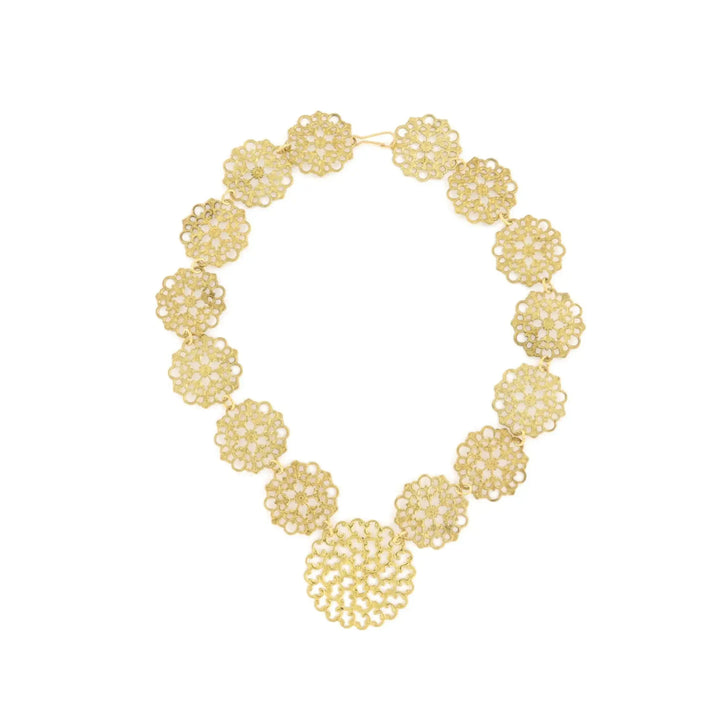 Halskæde, filigran, 42cm, forgyldt messing 