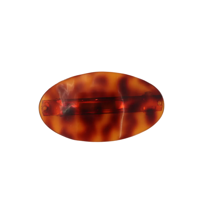 Hårspænde, brun, ovalt, skildpaddeskjold mønster