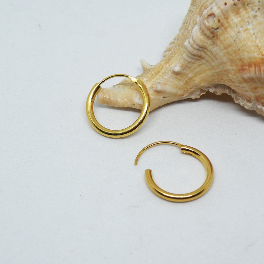 Boucles d'oreilles, cerceaux, argent sterling doré, 16 x 2 mm