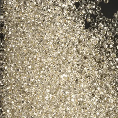 Klare glasperler, preciosa seed beads, silverlined crystal, 