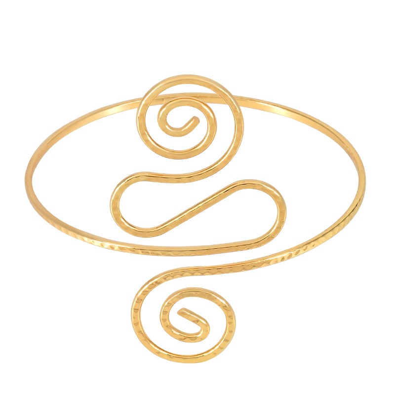 Bracelet, open bracelet with circles, gilded stainless steel, 75-90 mm