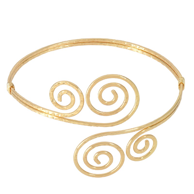 Armbånd, åben spiral Armring, forgyldt rustfri stål, 75-90 mm