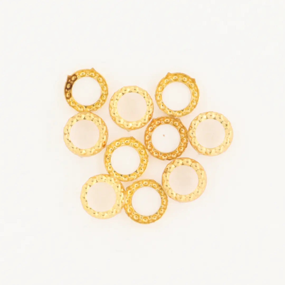 Nitter, cirkel m. mønster, forgyldt messing, 10-100 stk Beadhouse of Copenhagen