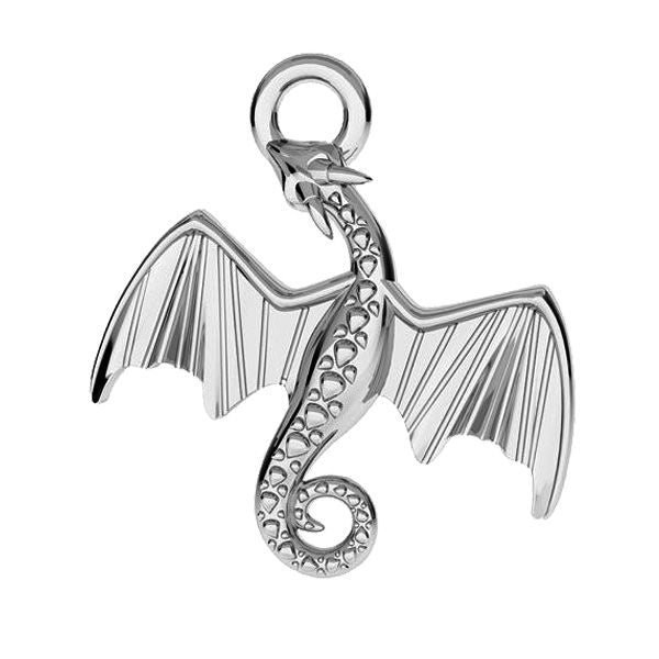 Pendant, dragon, sterling silver