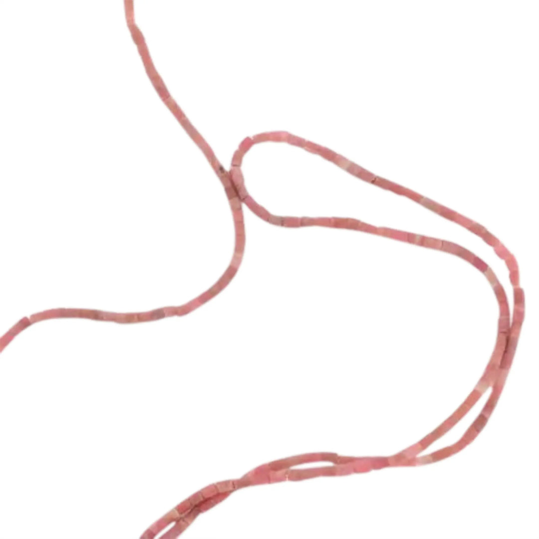 Smykkestensperler, string, rhodonit rørperle mat, 41 cm 