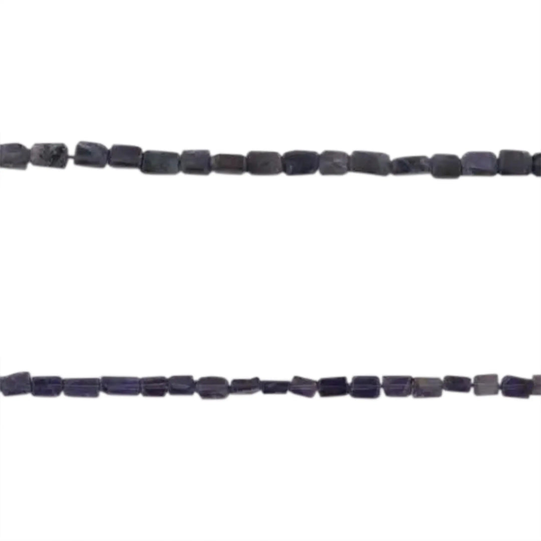 Smykkestensperler, string, iolit rektangulær, 37 cm/4 mm, storkøb 