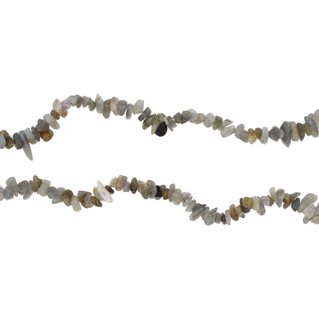 Smykkestensperler, String, Labradorit smykkestens chips, 80 cm.