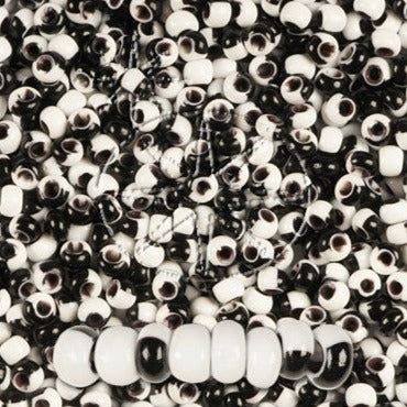 Multifarvede Glasperler, Preciosa, White and Black Harlequin