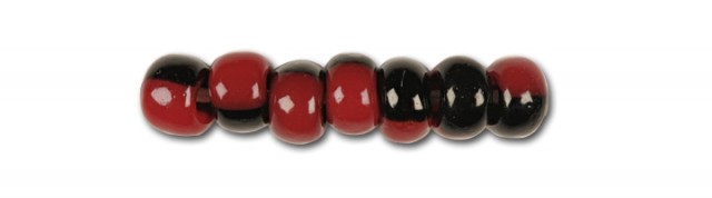 Mehrfach gefärbte Glasperlen, Preciosa, Schwarz und Rot Harlequin