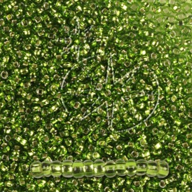 Grønne Glasperler, Preciosa, Silverlined Transparent Green, storkøb