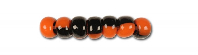 Multifarvede Glasperler, Preciosa, Black and Orange Harlequin