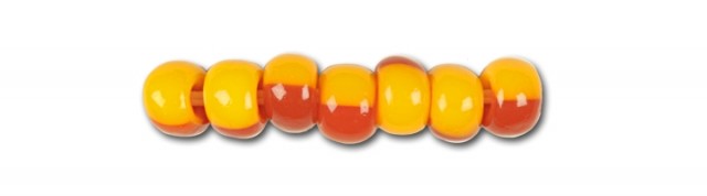 Multifarvede Glasperler, Preciosa, Red and Orange Harlequin