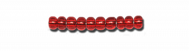 Red Glass Beads, Preciosa, Silverlined Ruby