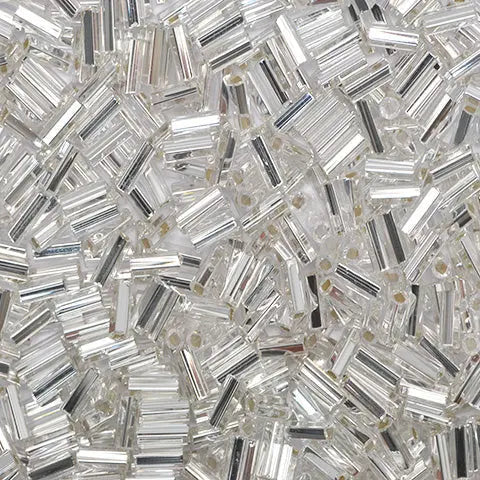 Klare glasperler, preciosa bugles, silverlined crystal, 4,6 og 15 mm Preciosa BOC