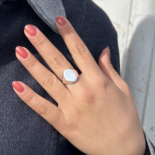 Fingerring, Oval signet ring, sterlingsølv