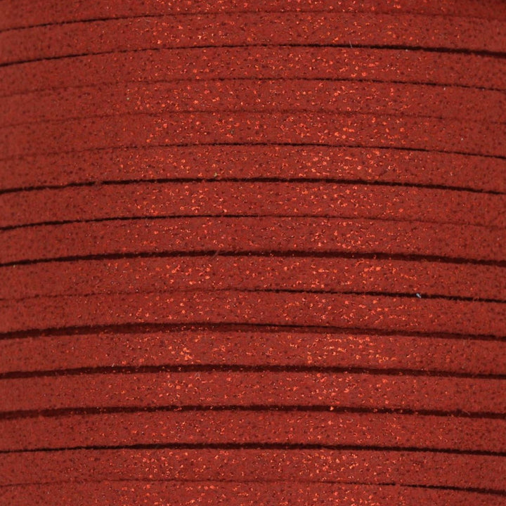 Snor, Rød glitter, ruskind 3 mm x 1,5 m