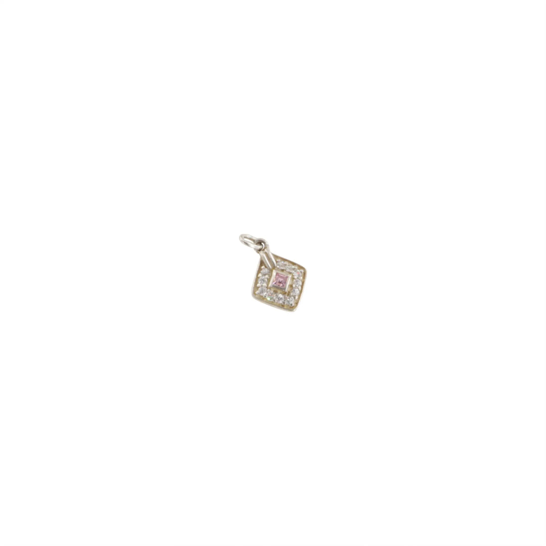 Vedhæng, kvadrat m. sten, sterlingsølv, 10mm Beadhouse of Copenhagen
