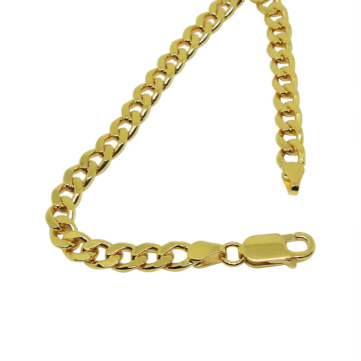 Armbånd, panser facet kæde, forgyldt sterlingsølv, 16-22 cm/5,5 mm 