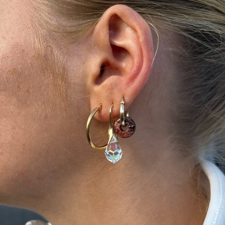 Øreringe, Ørebøjle med Crystal AB Crystal Drops, forgyldt sterlingsølv