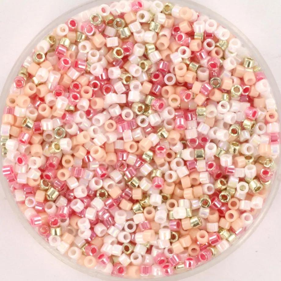 Blandede glasperler, miyuki delica beads,  light pink Krea