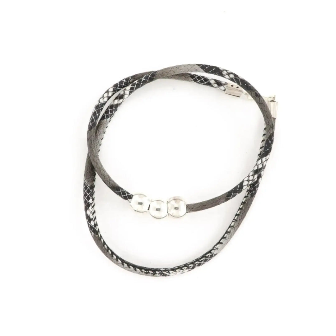 Armbånd, slangeprint, 50-60cm, forsølvet messing 