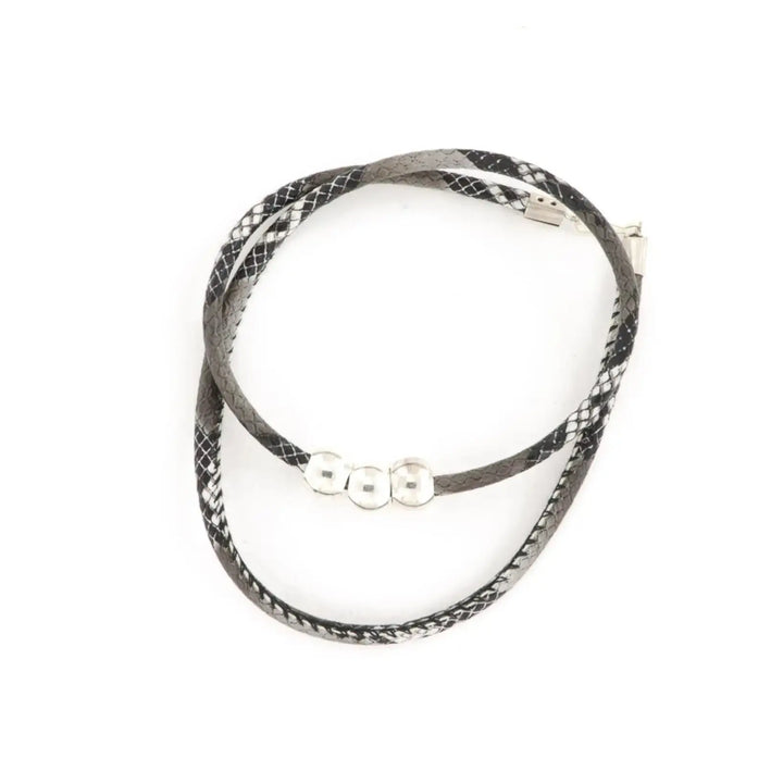Armbånd, slangeprint, 50-60cm, forsølvet messing 