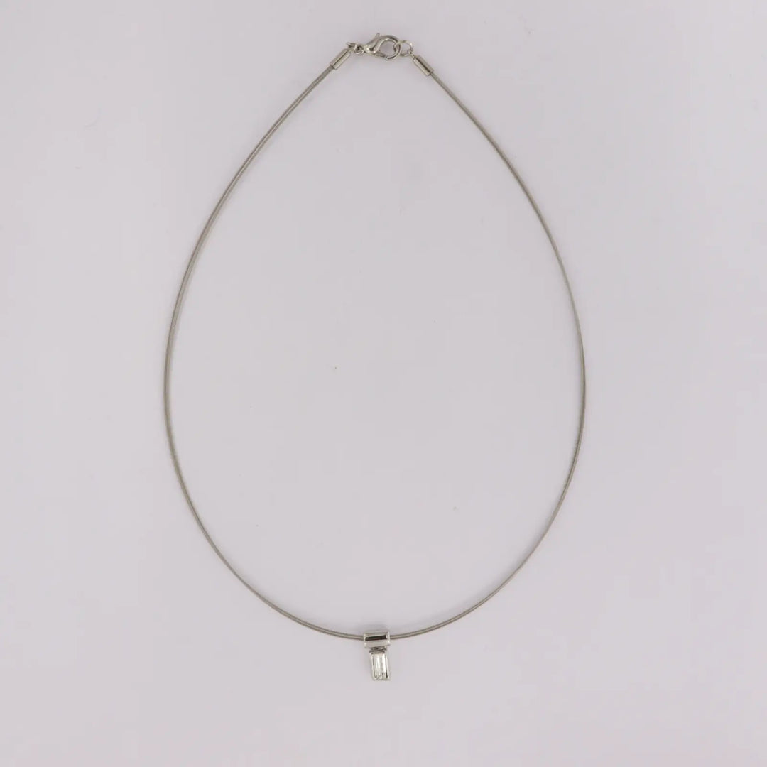 Halskæde, halsring med krystal, forsølvet messing, 40 cm 