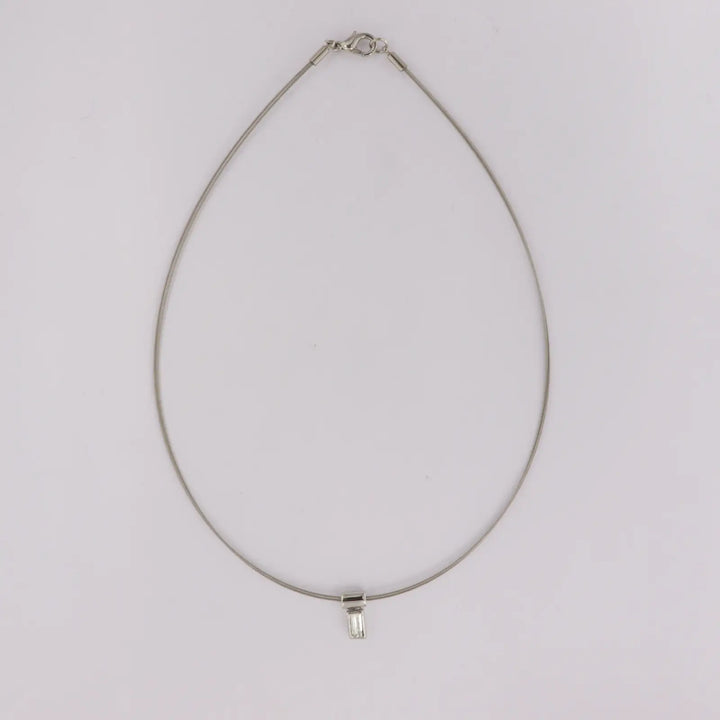 Halskæde, halsring med krystal, forsølvet messing, 40 cm 