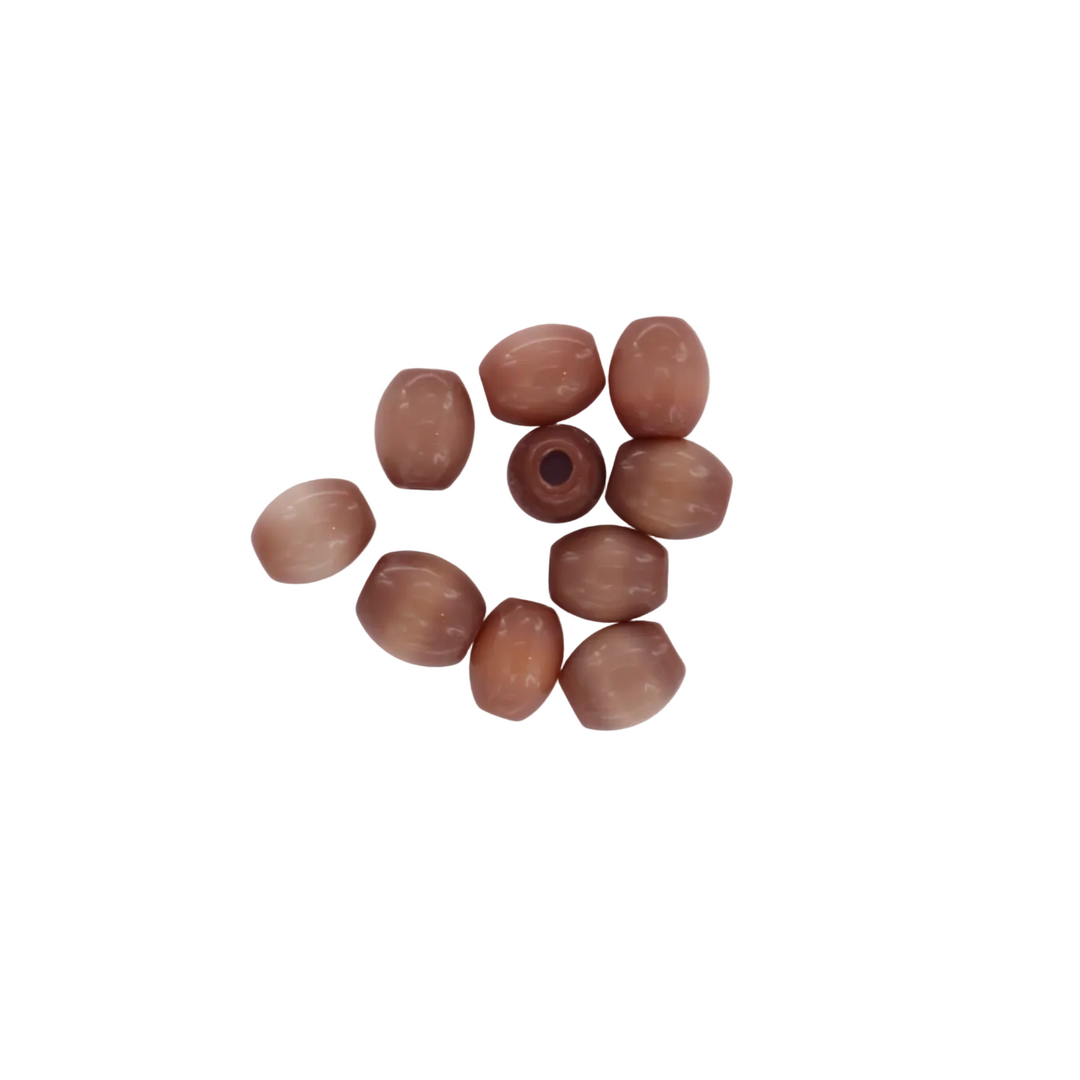 Glasfiberperler, oval, brun, 10x8 mm