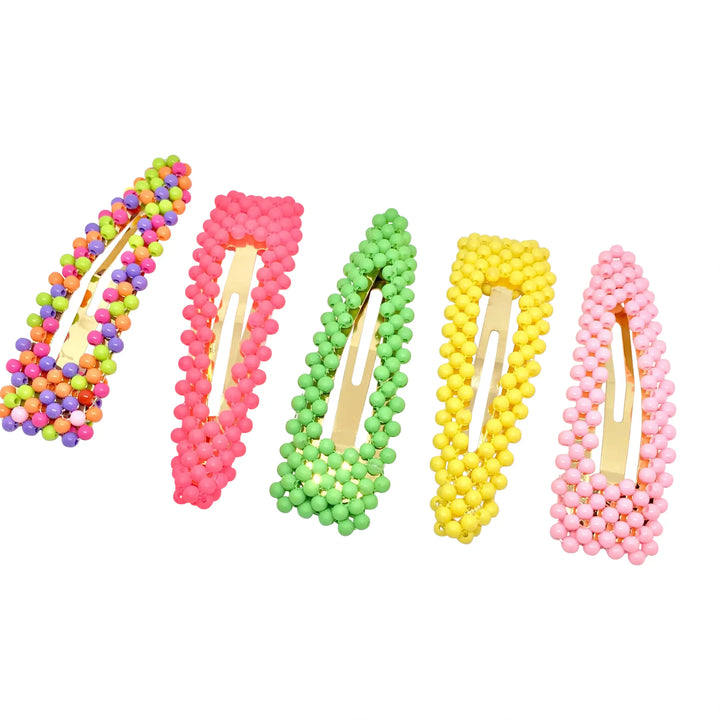 Hårspænder, spidse med runde perler 