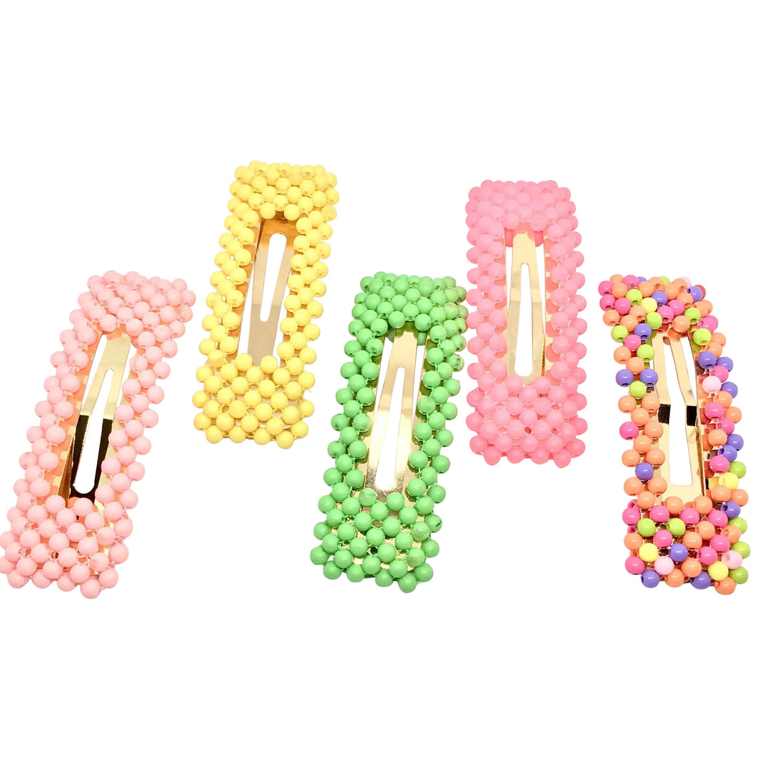 Hårspænder, rektangulær med runde perler 