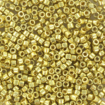Gold glass beads, Miyuki Delica Beads, Duracoat Galv. Gold