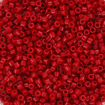 Rote Glasperlen, Miyuki Delica Perlen, undurchsichtig gefärbt hellrot gefärbt