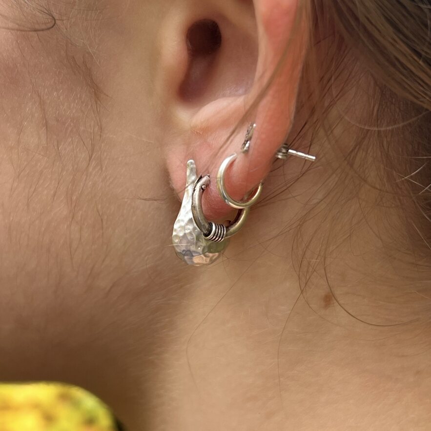 Øreringe, Hoops med Smal Vikling, sterlingsølv, 12 x 2 mm