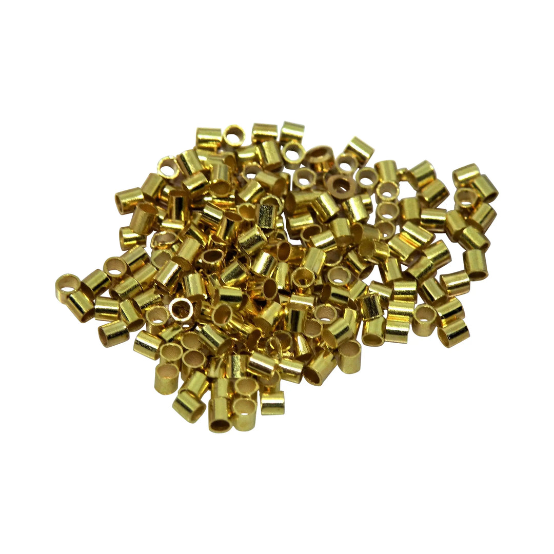 Klemmeperler i forgyldt messing, crims 1,5x1,0 mm 