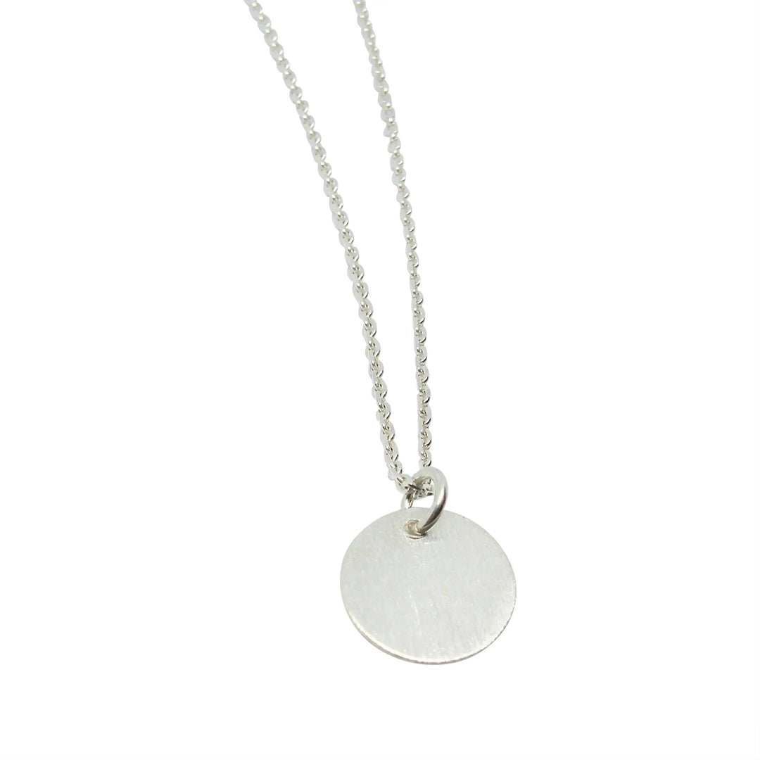 Vedhæng, rundt dog tag, sterlingsølv 