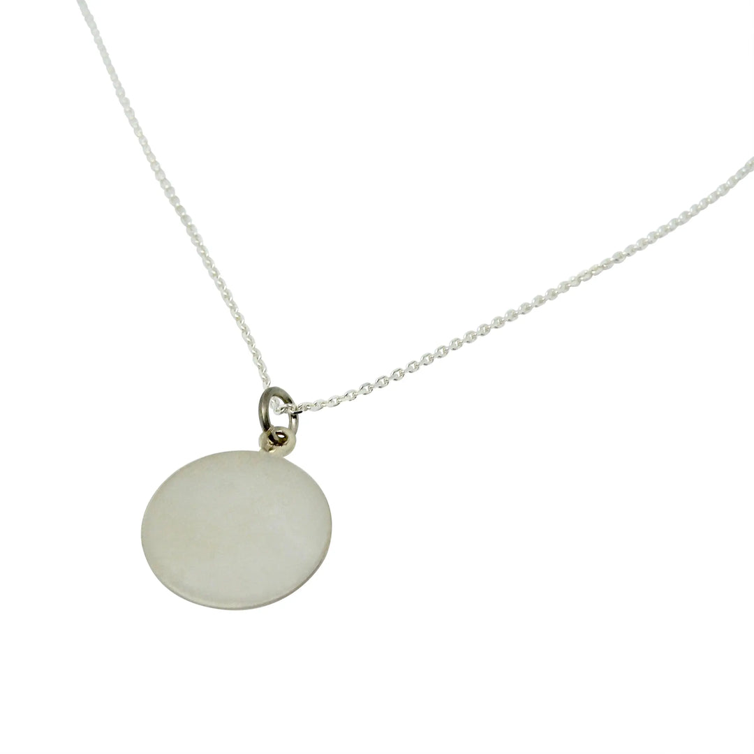 Vedhæng, rundt dog tag, sterlingsølv 