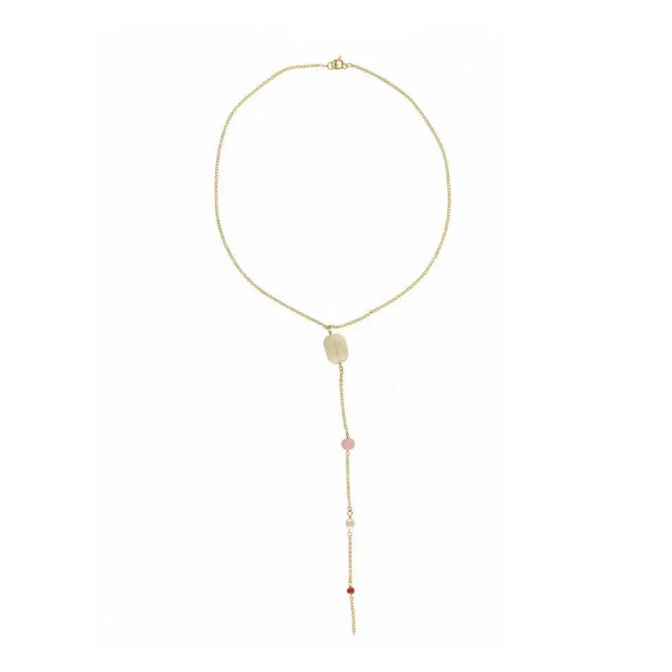 Halskæde, y-formet, 40cm, ædelsten, double, flere varianter 