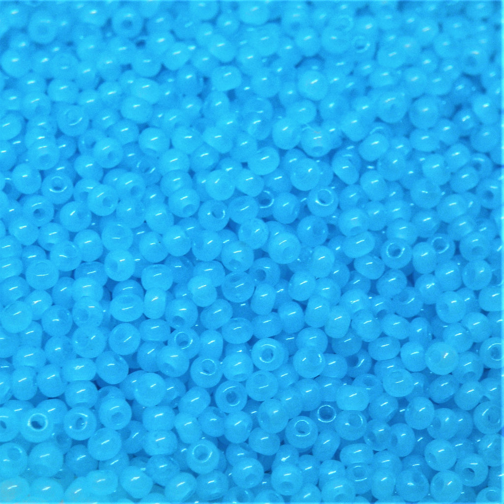 Blå Glasperler, seed beads, light blue transparent