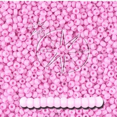 Pink Glasperle. Preciosa Seed Beads. Light pink dyed chalkwhite