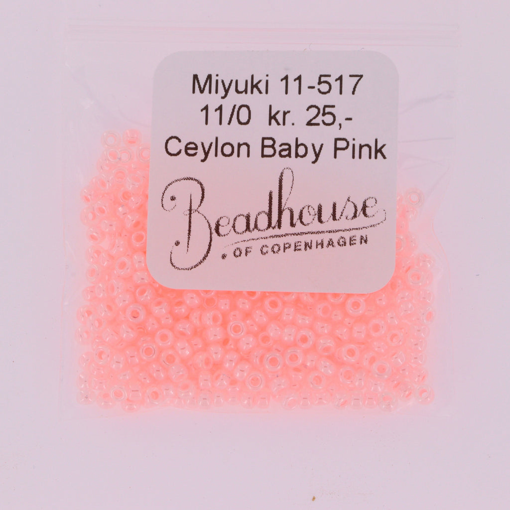 Lyserøde Glasperler, Rocailles, ceylon baby pink
