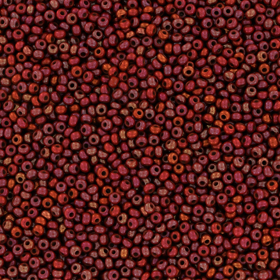 Rød - Mixed Metallic. Preciosa Rød glasperler, seed beads.