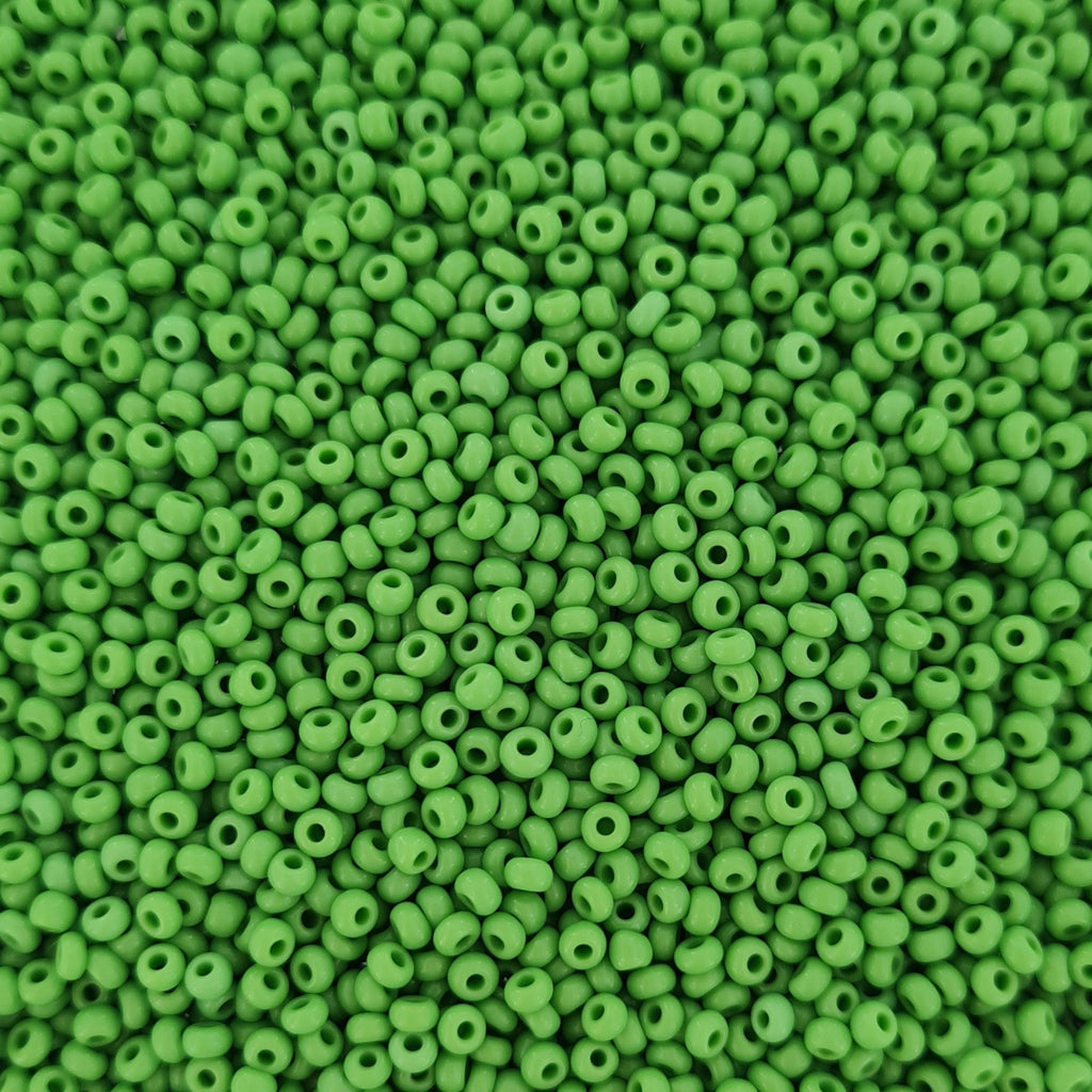 Grønne Glasperler, seed beads, lys grøn opaque