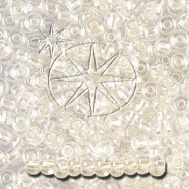 Creme Glasperle. Preciosa Seed Beads. Crystal, colour lined ivory pearl, sfinx