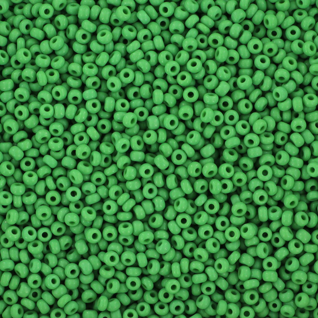 Grønne glasperler, seed beads, opaque green