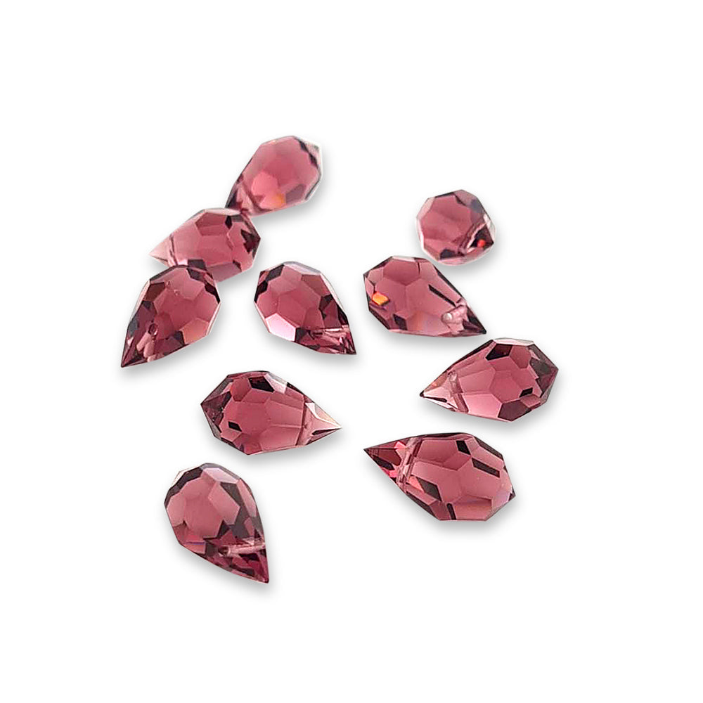 Røde Preciosa Crystal Drops i Rosa-rød. 9x15 mm.