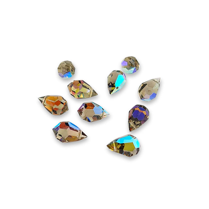 Grå Preciosa Crystal Drops i Lys røgfarvet ab. 9x15 mm.
